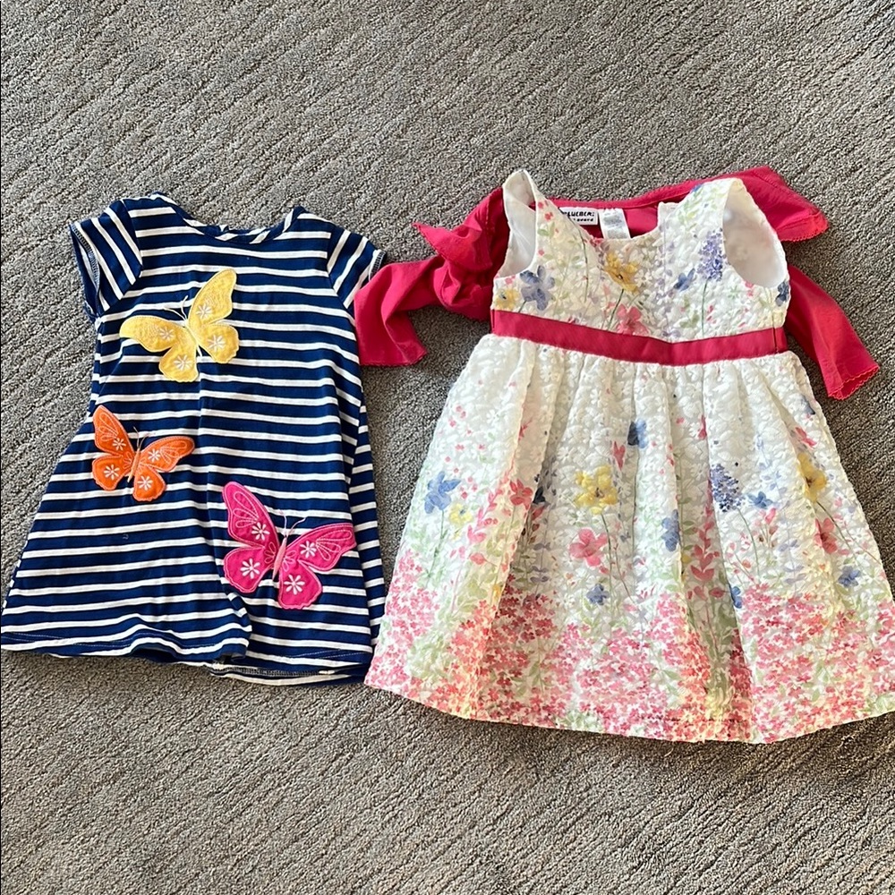 Bundle of 2 Toddler 3T butterfly floral print dresses
